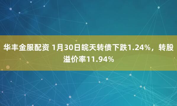 华丰金服配资 1月30日皖天转债下跌1.24%，转股溢价率11.94%