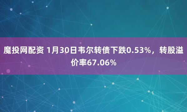 魔投网配资 1月30日韦尔转债下跌0.53%，转股溢价率67.06%